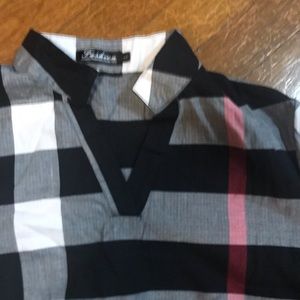 Plaid lightweight long sleeve high low shirt